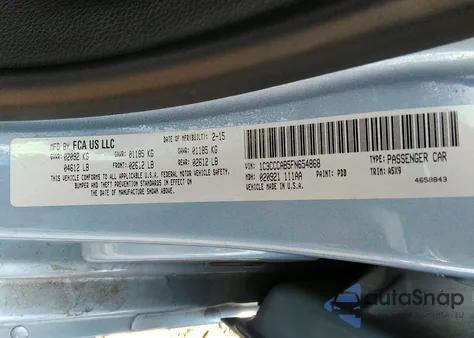 2015 Chrysler 200 Limited from USA, damaged, VIN 1C3CCCAB5FN654868